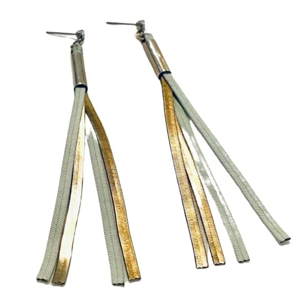 Gold & Beige Rhinestone Drop Earrings - Picture 4 of 6